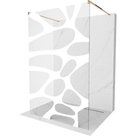 Mexen Kioto Mampara de ducha independiente 100 x 200 cm, ola blanca 8 mm, oro rosa - 800-100-002-60-97 (1/5)