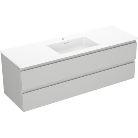 Mexen Orio mueble de ba帽o 140 cm con lavabo Otis, 2 cajones, gris mate/blanco mate - 91A10-14047-2-BFF62-W18M01