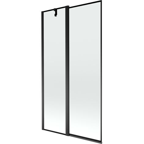 Mexen Flip mampara de ba帽o de 2 hojas 100 x 150 cm, marco negro, negro - 894-100-101-70-70