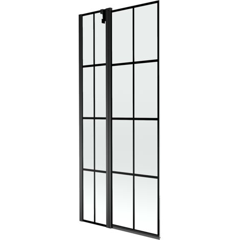 Mexen Flip mampara de ducha de 2 paneles 80 x 150 cm, cuadr铆cula negra, negro - 894-080-101-70-77