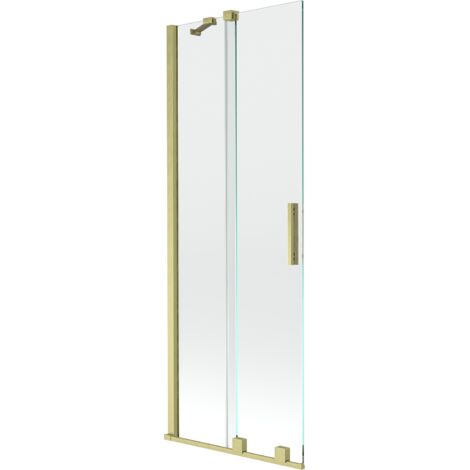 Mexen Velar mampara de ducha de 2 paneles correderos 70 x 150 cm, transparente, dorado cepillado - 896-070-000-01-55
