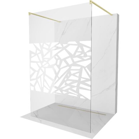 Mexen Kioto mampara de ducha independiente 110 x 200 cm, dise帽o blanco 8 mm, dorado cepillado - 800-110-002-55-85 (1/5)