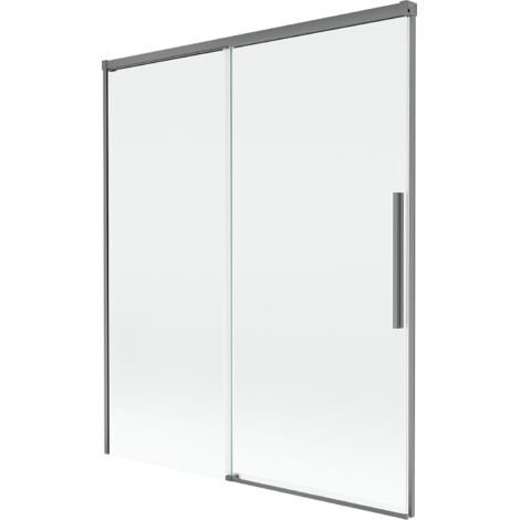 Mexen Rox mampara de ba帽o corredera de 2 hojas 140 x 150 cm, transparente, metal gun - 8C9-140-001-95-00