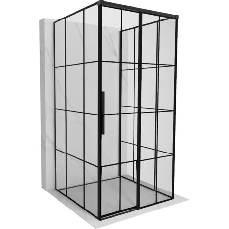 Mexen Rox-3S cabina de ducha de 3 paredes corredera derecha 95 x 95 cm, rejilla negra, negra - 8C2-095-095-70-77-3S-P (1/3)