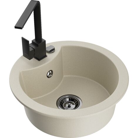 Mexen Diego fregadero de granito de 1 seno con grifo de cocina Rita, beige - 6512-69-670300-70 (1/5)