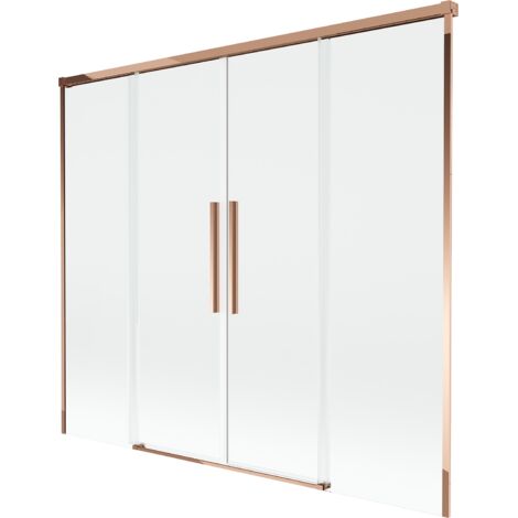 Mexen Rox mampara de ducha 2 hojas correderas 190 x 150 cm, transparente, oro rosa - 8C9-190-002-60-00