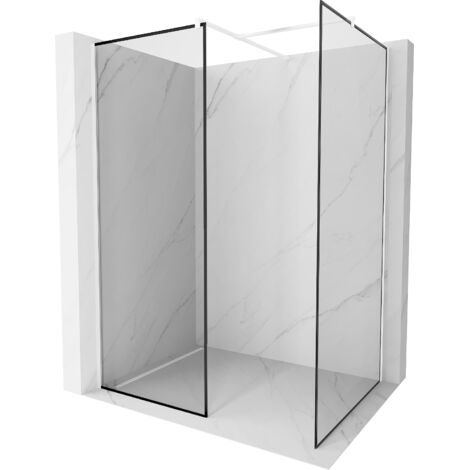 Mexen Kioto panel de ducha Walk-in 110 x 110 cm, marco negro, blanco - 800-110-202-20-70-110 (1/5)