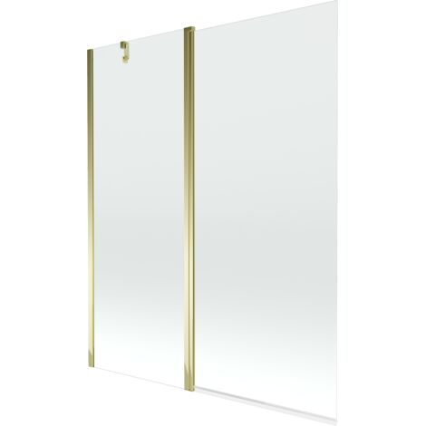 Mexen Flip mampara de ba帽o de 2 hojas 140 x 150 cm, transparente, dorado - 894-140-101-50-00