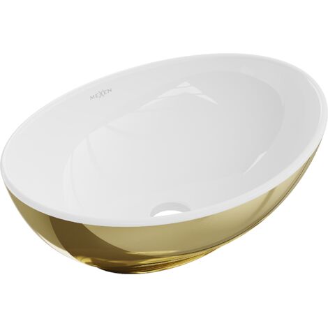 Mexen Elza lavabo de sobreponer 40 x 33 cm, blanco/dorado - 21014006 (1/5)