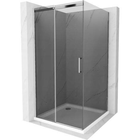 Mexen Omega cabina de ducha corredera 100 x 100 cm, grafito, cromo + plato de ducha Flat, blanco - 825-100-100-01-40-4010 (1/5)