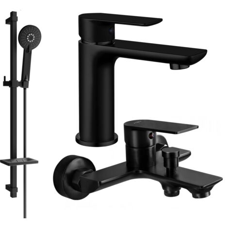 Mexen Alfa DQ40 conjunto de ba帽era, negro - 745703DQ40-70