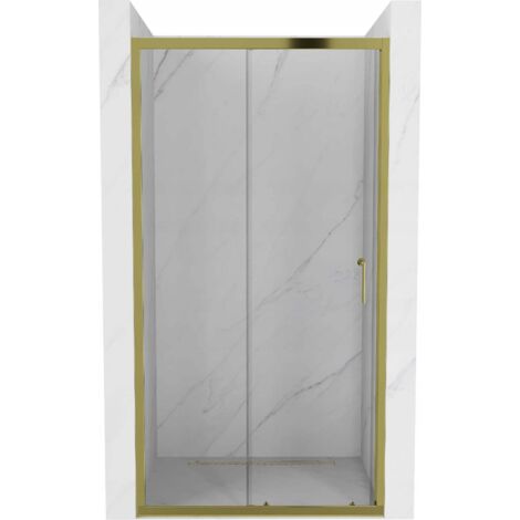 Mexen Apia puertas de ducha correderas 90 cm, transparentes, doradas - 845-090-000-50-00 (1/5)