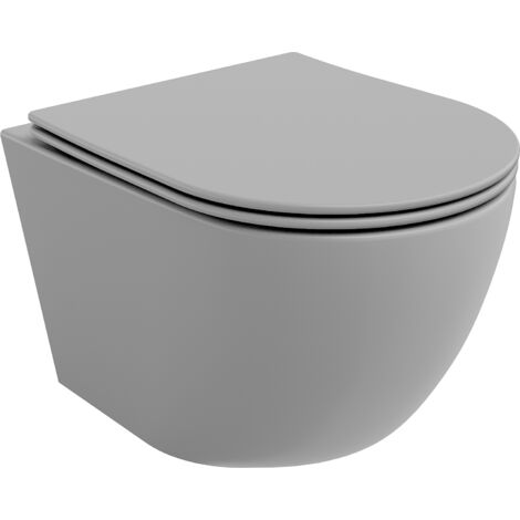Mexen Lena inodoro Rimless con asiento de cierre suave slim, duroplast, gris claro mate - 30224061