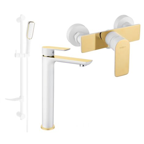 Mexen Alfa DF49 conjunto de ducha, blanco/dorado - 745714DF49-25