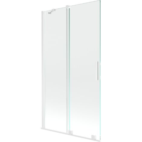 Mexen Velar mampara de ba帽era corredera de 2 hojas 100 x 150 cm, transparente, blanco - 896-100-000-01-20