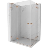 Mexen Lunar L Duo cabina de ducha abatible izquierda 85 x 70 cm, transparente, cobre cepillado - 834L-085L-070P-65-00