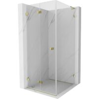 Mexen Lunar-F L cabina de ducha plegable izquierda 90 x 90 cm, transparente, dorada - 836L-090-090-50-00-L