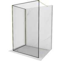 Mexen Kioto panel de ducha Walk-in 110 x 70 cm, marco negro, dorado - 800-110-212-50-70-070