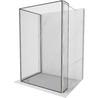 Mexen Kioto mampara de ducha Walk-in 140 x 80 x 30 cm, marco negro, n铆quel cepillado - 800-140-080-221-97-70-030