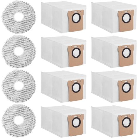 Staubbeutel Mopp Wischtücher für Xiaomi X20+/Dreame X40 Ultra/L20 Ultra/L10s Ultra, 8 Staubbeutel 4 Nasses Wischpad, 2,5L großer Kapazität Ersatzbeutel Ersatzteile Staubsaugerbeutel Wischtücher (1/5)