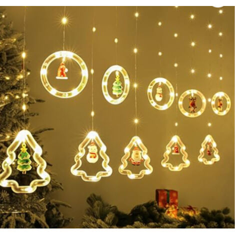 LED Weihnachtsbeleuchtung Fenster, 3M Weihnachtsdeko Sterne Lichtervorhang 8 Modi USB Fenster Beleuchtet Hängende Lichterkette Schneeflocken Deko Innen für Fensterdeko Weihnachten, Warmweiß (1/5)
