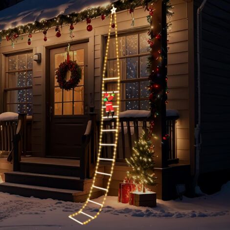 LED Weihnachtsmann Leiter Lichterkette, 3M LED Weihnachtsbeleuchtung mit Timer, Speicherfunktion, 8 Modi Kletternder Weihnachtsmann Aussen für Innen und Außendekoration, Warmweiß (1/5)