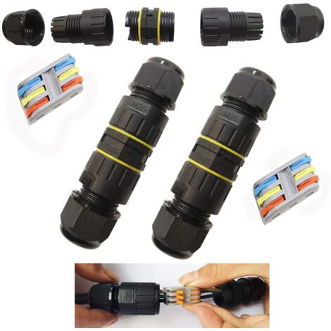 Abzweigdose für den Außenbereich, IP68, wasserdicht, für Elektrokabel, Anschlussdose, 3-Wege-Anschlussdose für 9 bis 12 mm Kabel (2 Stück), Nylon (1/5)