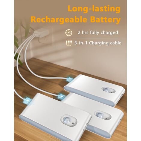 ORIA Nachtlicht Mit Bewegungsmelder – 2 Stück, 3 Farbtemperaturen, Dimmbar, Wiederaufladbar Via USB-C