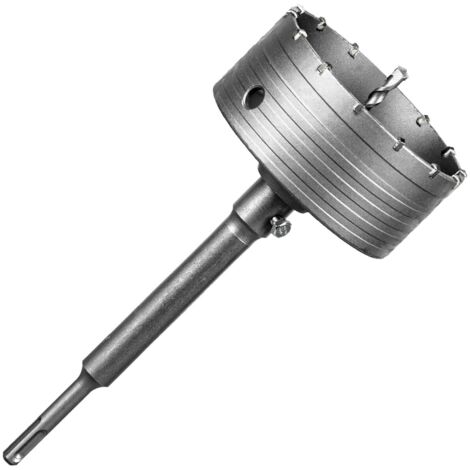 Bohrkrone 125mm SDS Plus M22 Gewinde SDS Plus Schaft 220mm Wandlochsägebohrer Lochsägen-Set mit für Hartmetall-Zentrierbohrer für Mauerwerk Natursteine Sandsteine Kunststeine Beton Marmor Fliese (1/5)