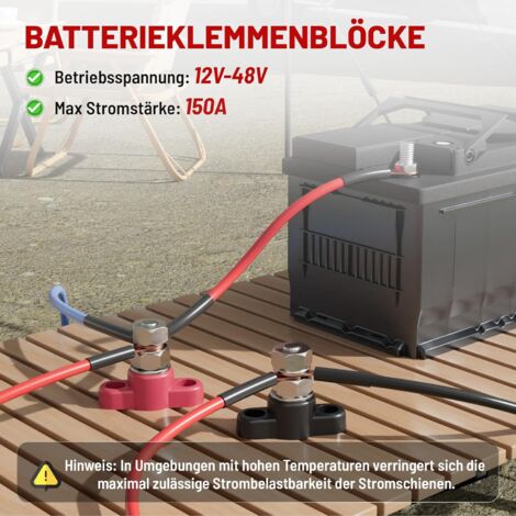 RED WOLF M10 Anschlussbolzen 150A 12V – 2er Set Batterie-Sammelschiene Für Kfz, Wohnmobil, Boot, Stromverteilung