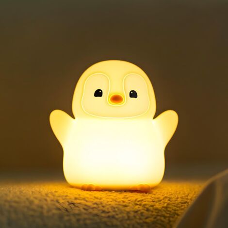 Pinguin Nachtlicht, Nachtlicht Kinder Led Silikon Penguin Lampe, USB Wiederaufladbar, Dimmbar und 20 Minuten Timer Touch Steuerung Pinguin Nachttischlampe, Kinder Schlafzimmer Dekor Geschenke (1/5)