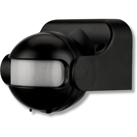 Bewegungsmelder aussen - IP44, Leuchtdauer & Helligkeitsempfindlichkeit einstellbar, LED geeignet, Reichweite 12m/180°, vertikal verstellbar, schwarz (1/5)