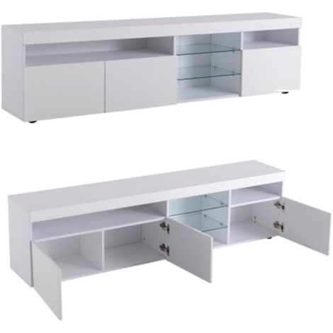 Weißer moderner TV-Schrank, helles Panel, variable LED-Beleuchtung, Wohn- und Esszimmer 180cm (1/5)