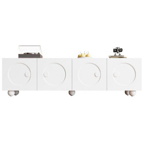 Moderner weiß TV-Schrank, TV-Ständer, TV-Paneel, niedrigerer TV-Ständer. Einzigartiges Design. 180,5 x 38 x 50 cm (L x B x H) (1/5)