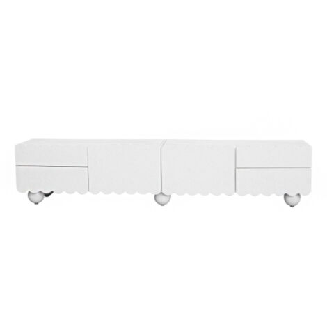 Moderner weiß TV-Schrank, TV-Ständer, TV-Paneel, niedrigerer TV-Ständer. Einzigartiges Design. 175 x 38 x 37 cm (L x B x H) (1/3)