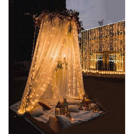 6x3m 600LED LED-Lichterkette, IP44 wasserdichte Weihnachtslichterkette mit Fernbedienung und Timer, Partydekoration für Weihnachten, Geburtstag, Hochzeit, Warmweiß (1/5)