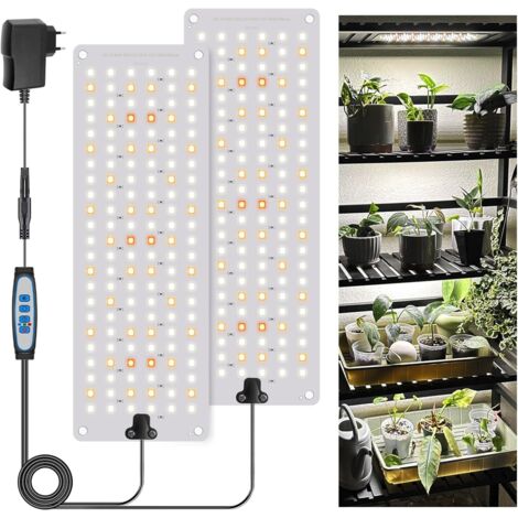 Garpsen Pflanzenlampe, 276 LEDs Vollspektrum-Pflanzenlicht mit Auto Timer 6/12/16H, 3 Farbmodi & 5 dimmbare Stufen, 22W Grow Lampe Panel für Pflanzen Sämling Veg und Bloom (2Panels) (1/5)