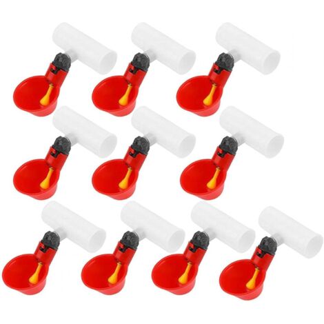 10 Stück automatische Hühnertränke, Geflügeltränke, Spenderbecher, Schüsseln für Enten, Tauben, Hühner, Vögel (A) (1/5)