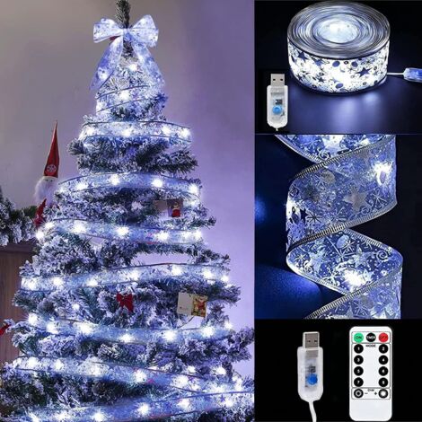 Weihnachtsband Lichter,5M 50 LED Glänzende Band Lichterkette,Schleife Weihnachtsbaum Lichter,Weihnachtsbaum Band,für Indoor Outdoor Weihnachtsbaumschmuck,Party,Hochzeit,Urlaubsdeko (1/5)