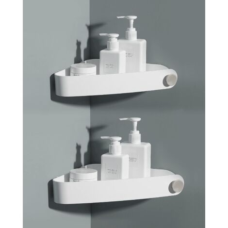 Stück Kunststoff ohne Bohren für Dusche, Aufbewahrung und Organisation im Badezimmer, Duschseifenschale, Badezimmerregal, inklusive 6 selbstklebenden Aufklebern, weiß (1/5)