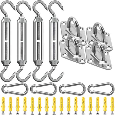 Sonnensegel Befestigung Kit M5 - Hochwertiges Edelstahl 304 - Tragfähigkeit von 64 kg - Sonnensegel Spanner Zubehör Montage Aufbau Set für Viereck und Dreieck Garten, Awnings Mounting Assembly Set (1/5)