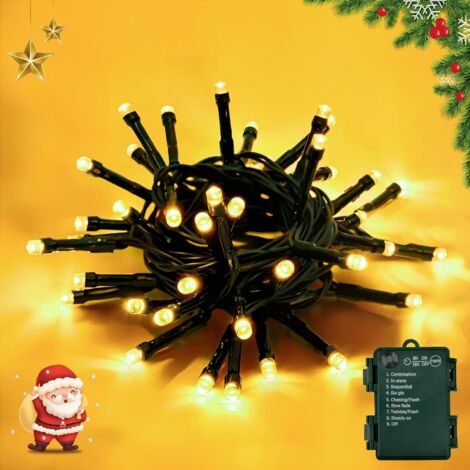 8 Modi Lichterkette Batterie Innen mit Timer, Lichterkette Kinderzimmer 3m 30 LED Lichterkette Außen Batterie für Weihnachten/Kleiner Weihnachtsbaum, Warmweiß (1/5)
