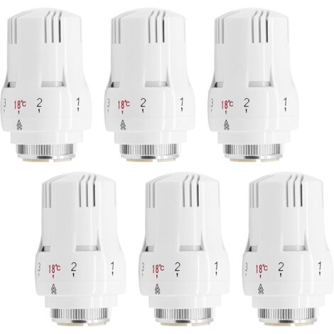 Thermostatkopf Heizkörperventil, 6 Stück Heizungsthermostat Mit Nullstellung, Thermostatventil Heizkörper Für Gewinde M 30 X 1,5, Heizkörperthermostat Für Badezimmer Toilette Küchenspüle (1/5)