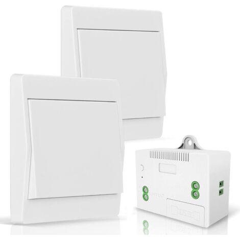 Funkschalter Licht Set, Funk Lichtschalter Batterielose Wandschalter Wireless Lichtschalter 200M Outdoor 50M Indoor Funkreichweite für Lampe Eletrogerät (FS1+2) (1/5)