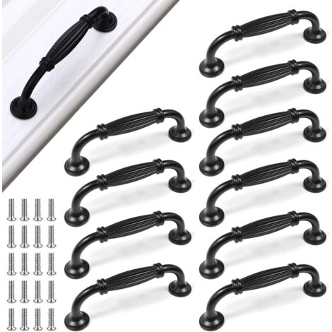 10 Stück Schwarz Schranktürgriffe Küchengriffe 96mm Aluminiumlegierung Möbelgriffe mit Schrauben Kleiderschrankgriffe Schubladengriffe Schwarz für Küchenschränke Tür Schublade (1/5)