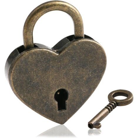 Vintage Deko Vorhängeschloss mit Schlüssel in Herzform Liebesschloss mit Schlüssel Personalisierte Geschenke Valentinstag Jahrestag Geschenk 3,8 x 3 x 0,6 cm (Bronze) (1/5)