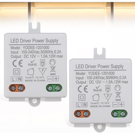 LED Trafo Mini 12V/DC, 2 Stück LED Trafo 12V 12W, Trafo 230V auf 12V IP67 dosentrafo, keine Mindestlast Nötig (1/5)
