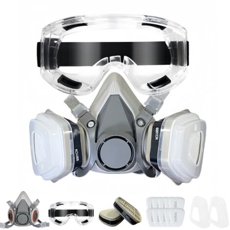 Wiederverwendbare Anti-Staub-Gas-Atemschutzmaske mit Filter und Schutzbrille zum Malern, Arbeiten, Basteln, Schleifen (1/2)