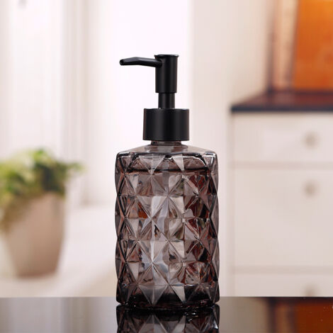 Seifenspender Schwarz, Seifenspender Glas für Badezimmer, Nachfüllbarer Pumpspender für die Küche mit330 ml Vintage-Soap Dispenser mit Mattschwarzer Pumpe (1/5)