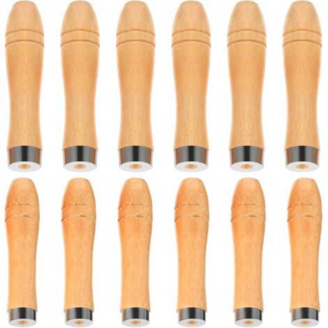 12 Stück Holzfeilengriff Holz Feilenheft Länge 110mm und 90 mm Holzgriff mit Starken Metallkragen für Feilengriff, Holzbearbeitung (1/5)
